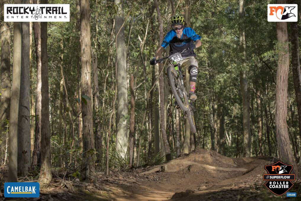 Getting some air: Max Smith claimed the under 19s event at the Rock Trail event. Photo: supplied