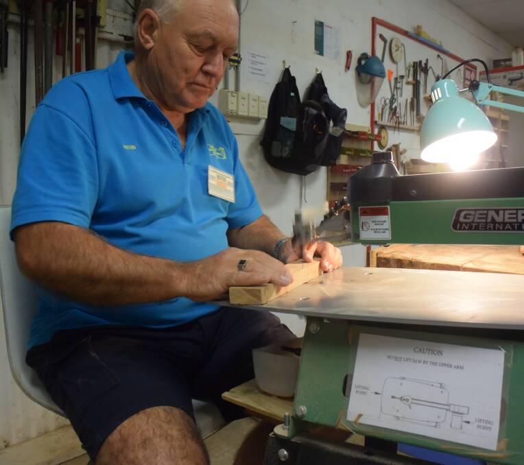 Work in progress: Kevin Bray working some timber for another project for the Hastings Woodworkers' Guild.