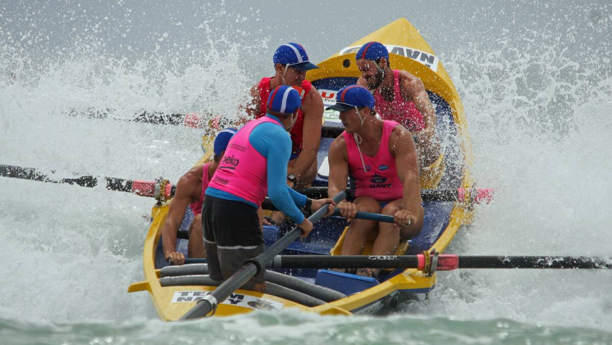Into the drink: Wauchope-Bonny Hills reserve men's crew were swamped by a wave which ended their state title campaign. Photo: Sheenah Whitten