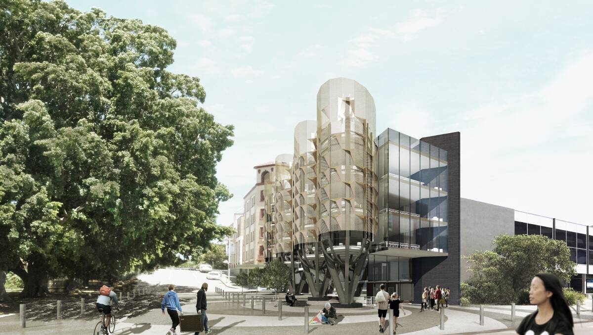 SMART NEWCASTLE: An artist impression of the 'Innovation Hub' at the corner of King and Auckland Streets. PICTURE: Supplied