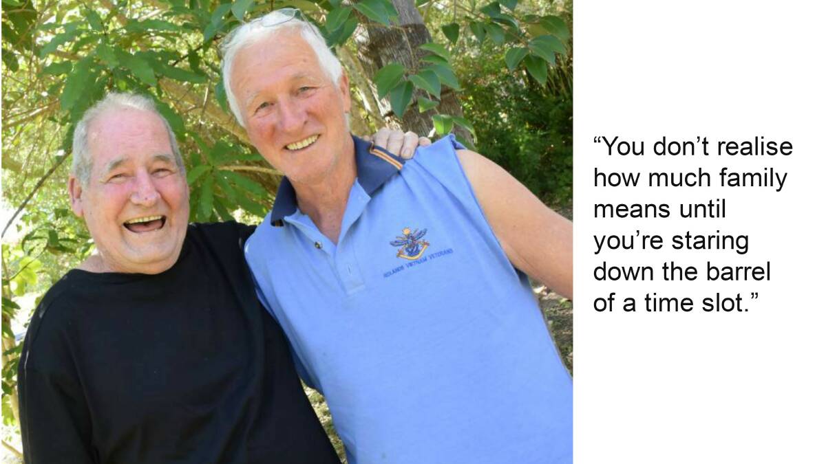 Together again: Brothers Ron and Neville Smythe were reunited in Kempsey earlier this week, 20 years after they had last seen each other.  CLICK THE PHOTO TO READ THE FULL STORY