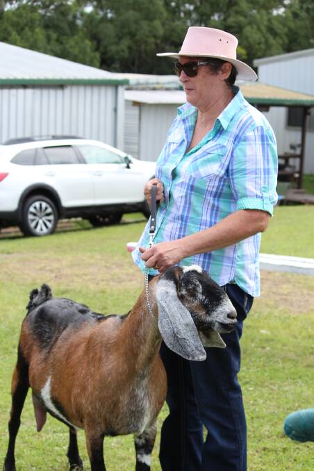 Sue Seager with her anglo nubian dairy goat.
