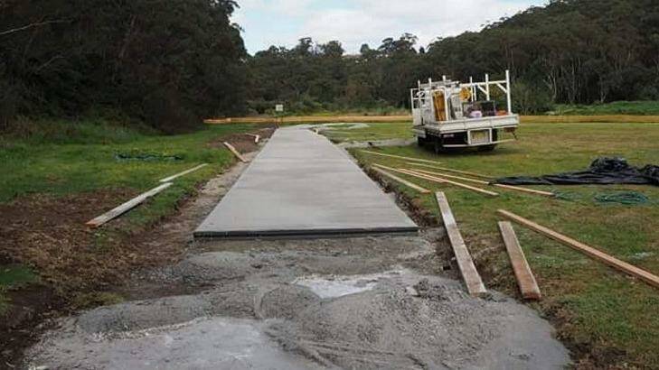 The council has started building a three-metre wide path that runs through an off-lead dog area. Photo: Andrew Darby