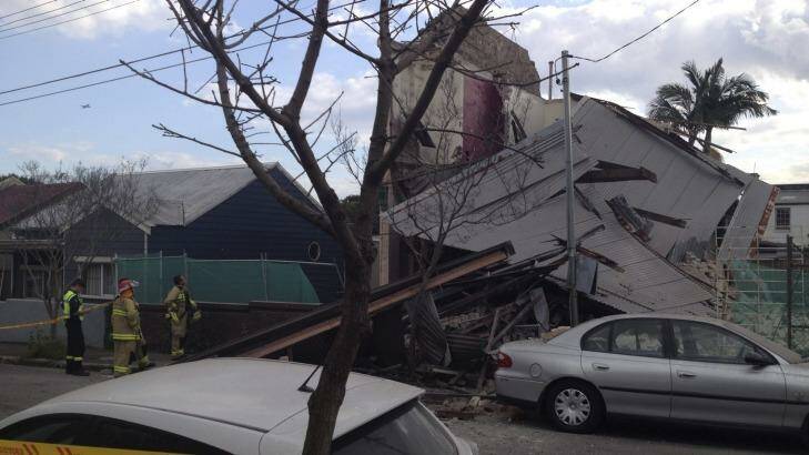 The scene of the collapsed building in Newtown. Photo: Marise Watson
