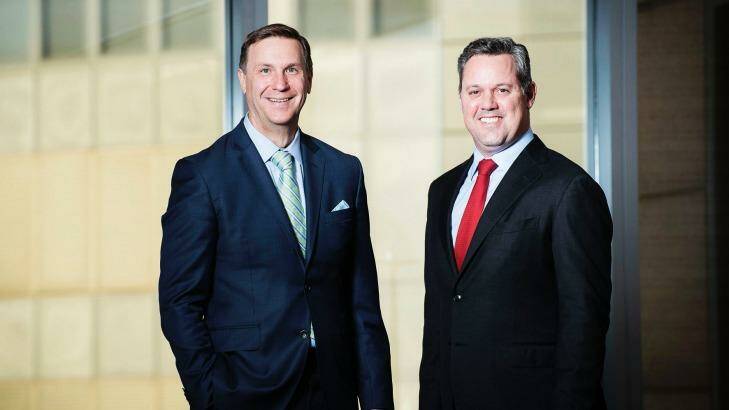 CBRE Clarion's Jeremy Anagnos with UBS Asset Management chief Bryce Doherty. Photo: Christopher Pearce