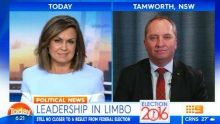 Lisa Wilkinson interviews deputy prime minister Barnaby Joyce on the <i>Today</i> show. Photo: Nine