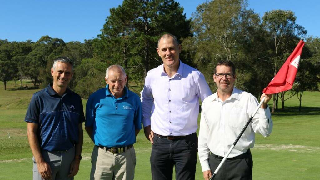 At Kew Country Club: (L-R) General Manager Golf NSW Graeme Phillipson, Club Captain Kew Country Club Robert Plante, Port Macquarie-Hastings Mayor Peter Besseling, Secretary Manager Kew Country Club Robert Dwyer.