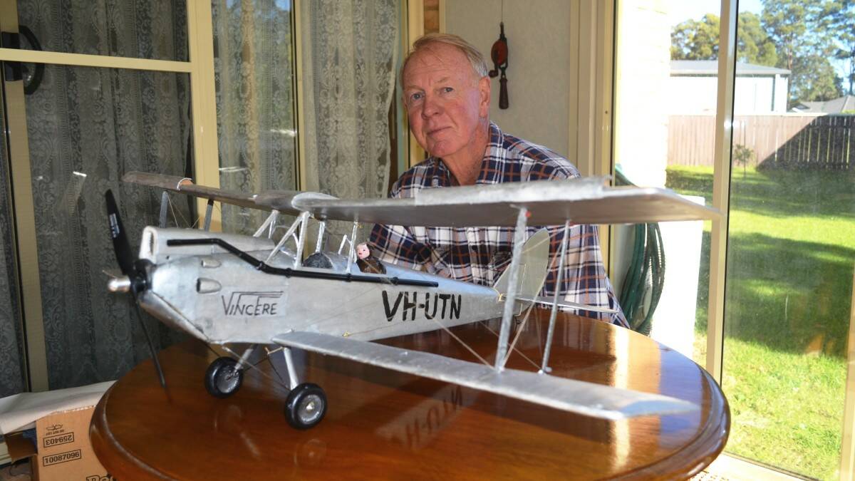 Bob Craine with his scale model of Nancy-Bird Walton's Vincere.