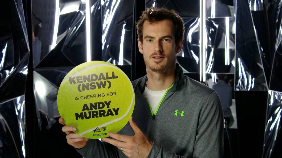 Andy Murray thanks Kendall for the support. PIC: Tennis Australia