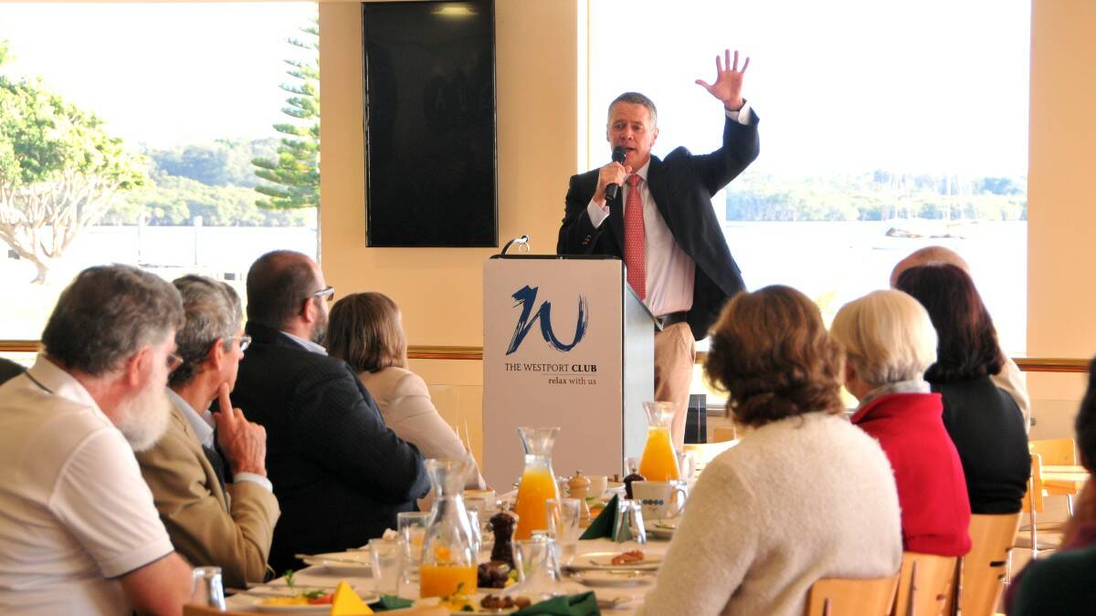 Talking point: Deputy Premier, NSW Nationals leader and Oxley MP Andrew Stoner addresses a breakfast meeting last Thursday.