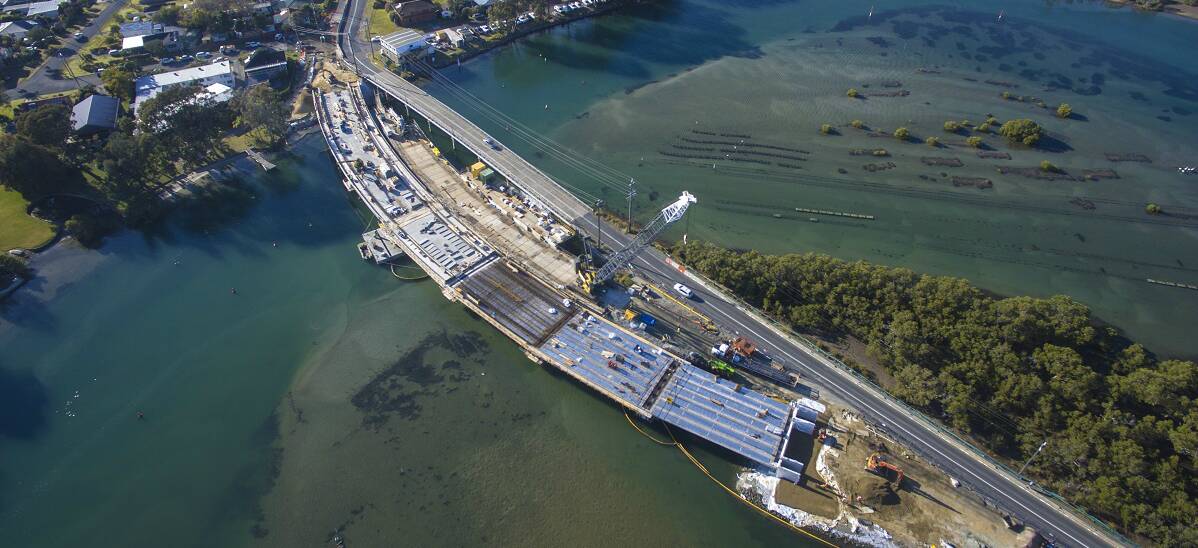 GETTING THERE: The new Stingray Creek Bridge is taking shape. Photo: Glyn Jones.