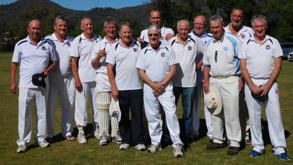 THIRD DIVISION STATE CHAMPS: State Over 60 Cricket. Back L to R: Tim Williams (Wollombi), Wayne Mason (Stewarts Point), Les King (Port Macquarie), Bill Sadler (Wollombi), Ralph Sadler (Lane Cove), Tony Dimuantes (Port Macquarie), Jeff Perkins (Port Macquarie), Don Berry (Wauchope), Greg Raffin (Wauchope), Bill Ireland (Foster), Darrell Little (South West Rocks). Front: Kev Pike (Port Macquarie. Absent: Greg Kohler (Wauchope).