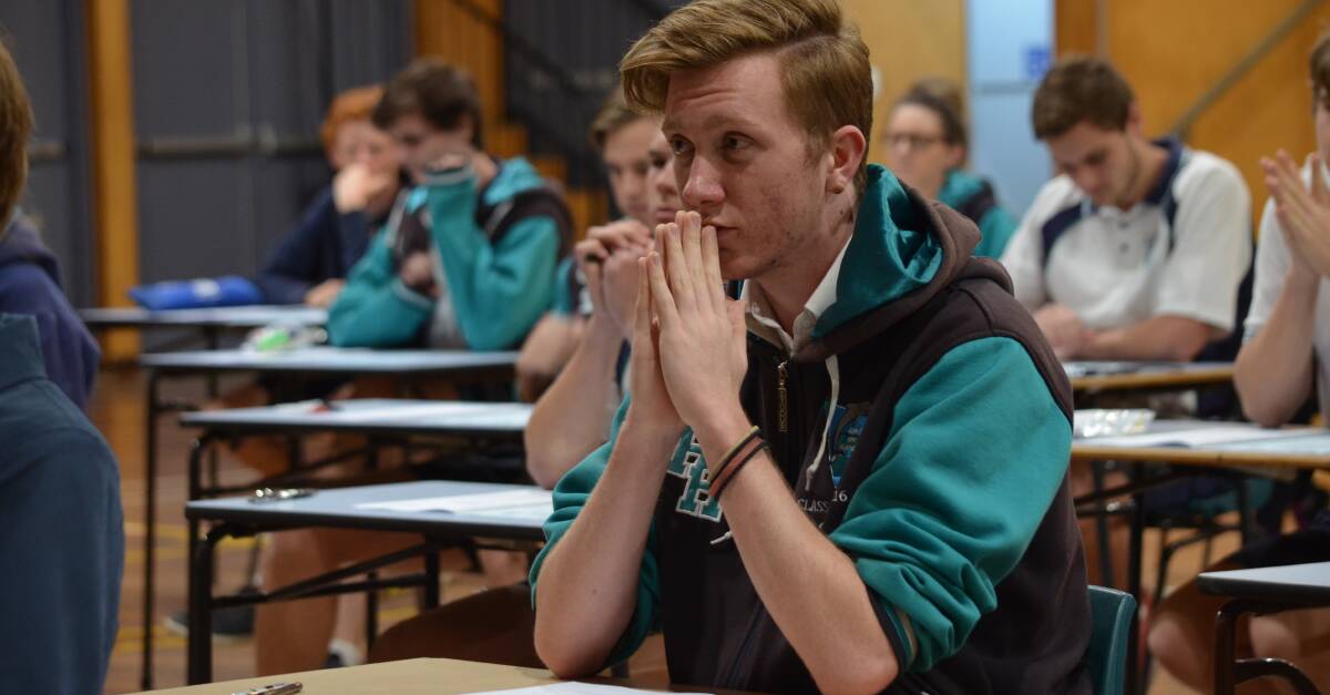 TRIALS: Camden Haven High captain David Jackson, pictured at the trial HSC exams, is one of 93 students at the school sitting the final exams.
