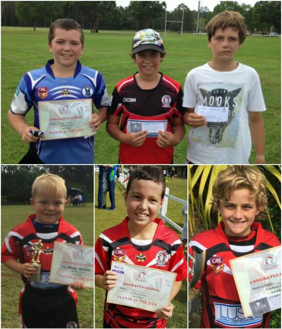 PLAYER AWARDS: Top - Rhys Hanlon, Jy Garvey and Jae Bell. Bottom left to right - Sonny Morales, Tate Gibson and Lincoln Goodear.