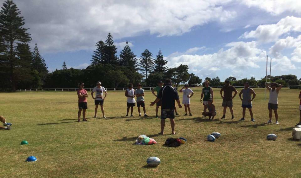 The Lord Howe Island Woodhens hard at work on the training pitch. Photo: Facebook