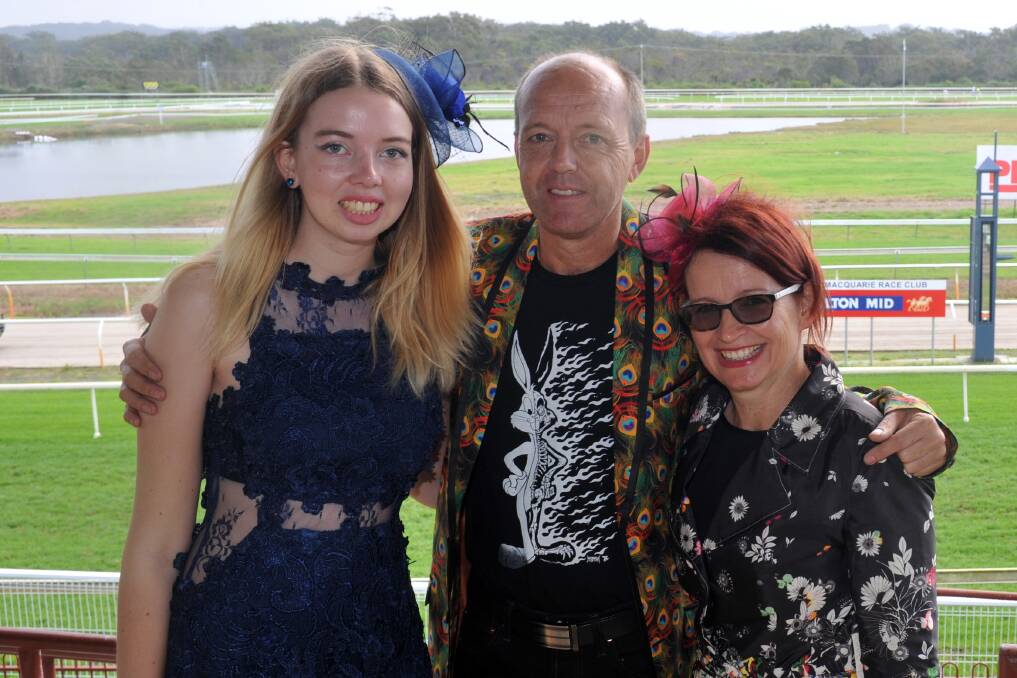 Family day out: Anneka, Grant and Nicole Mitchell enjoyed the Wauchope Cup at the Port Macquarie Racetrack.