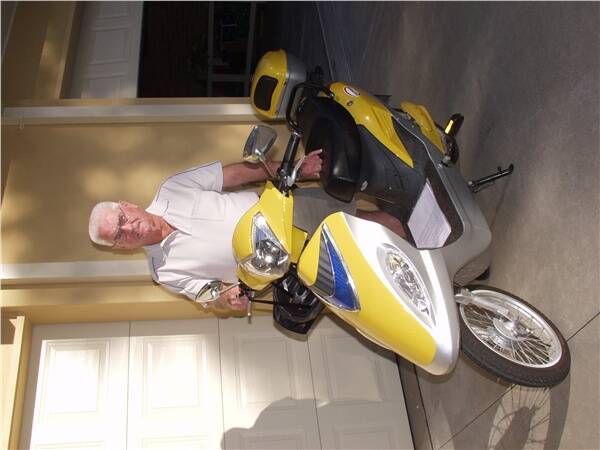 E-bikes banned: Ted Monkley with his ‘dust-gatherer’ which will have to sit in the garage since the NSW Supreme Court ruled they were not to be used on roads and footpaths.