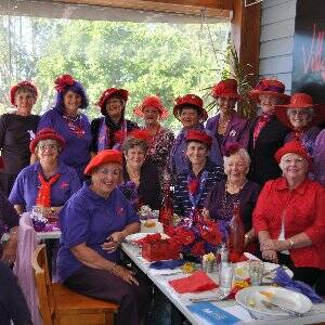 Some of one of the Laurieton Red Hat Society group. Pam Egan, Linda Perry, Dot Hatch, Rosemary Evans, Faye Morrissey, Dawn Gordon, Julie Smith, Molly Sykes, Helen Anderson, Barb Pole, Carole Denzel, Irene Williams, Mary Stone, Lyn Hamilton and Margaret.