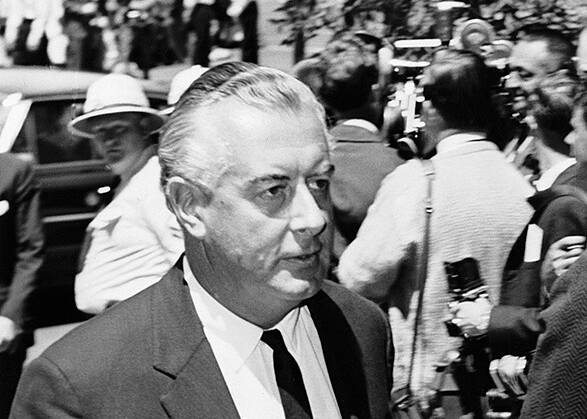 Gough Whitlam walking into the memorial service for Harold Holt in Melbourne.Picture: National Archives of Australia