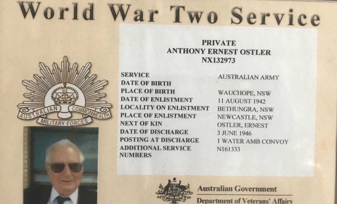 Proud service: Mr Ostler served as a Private in active duty in Bougainville, New Guinea with the Australian Imperial Forces.