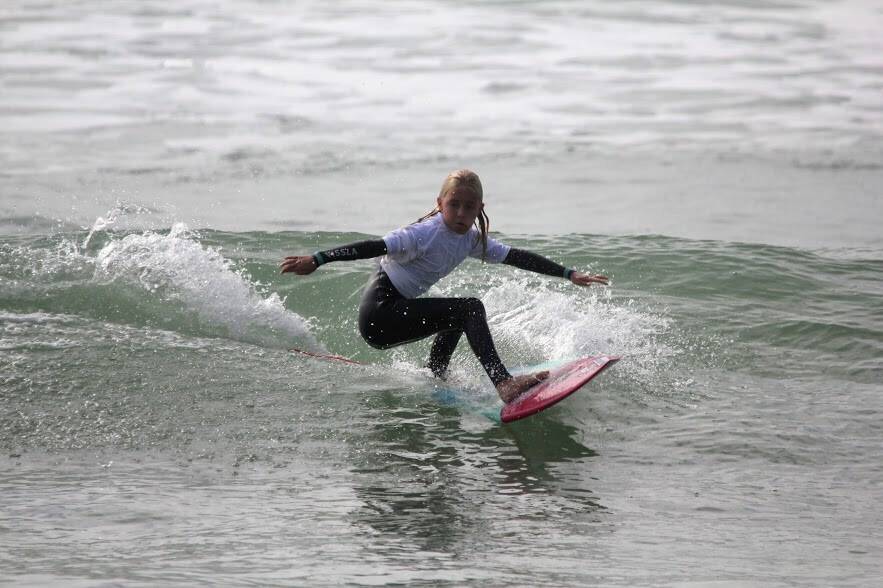 Favourite to win: Imogen Enfield is competing in the Under 12 shortboard. The  competition starts at Rainbow Beach, Bonny Hills on Saturday October 13 at 7.00 am.