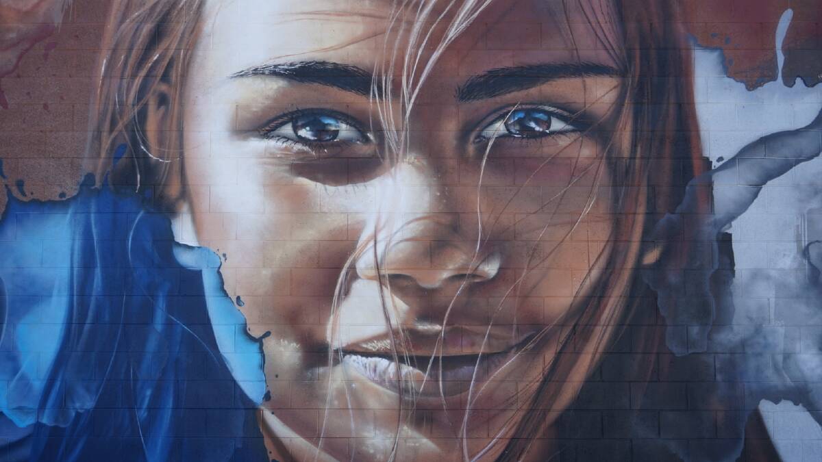 This striking portrait of a young girl, was part of a Wanneroo mural completed by Jerome.