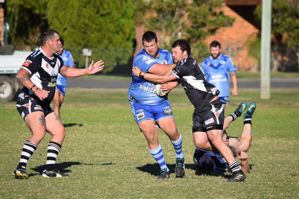 ON COURSE: Man of the Match Robert 'Smokey' Smith powers through the Magpie line at last week's match. Photos: Supplied by Kendall Blues RLFC 