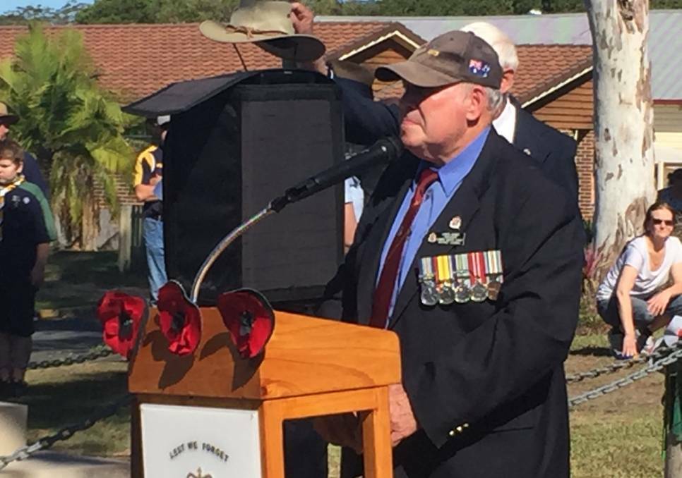Support: Kendall sub-Branch president Lance Gainey at the 2019 Anzac Day service.