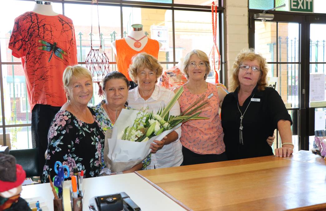 Happy birthday: Lifeline Mid Coast has celebrated its 30th birthday by thanking its many volunteers including the wonderful team at the Wauchope Op Shop Wendy Jones, Kym McAlinden, Heather McClure, Trudy Williams and Wilma Saw.