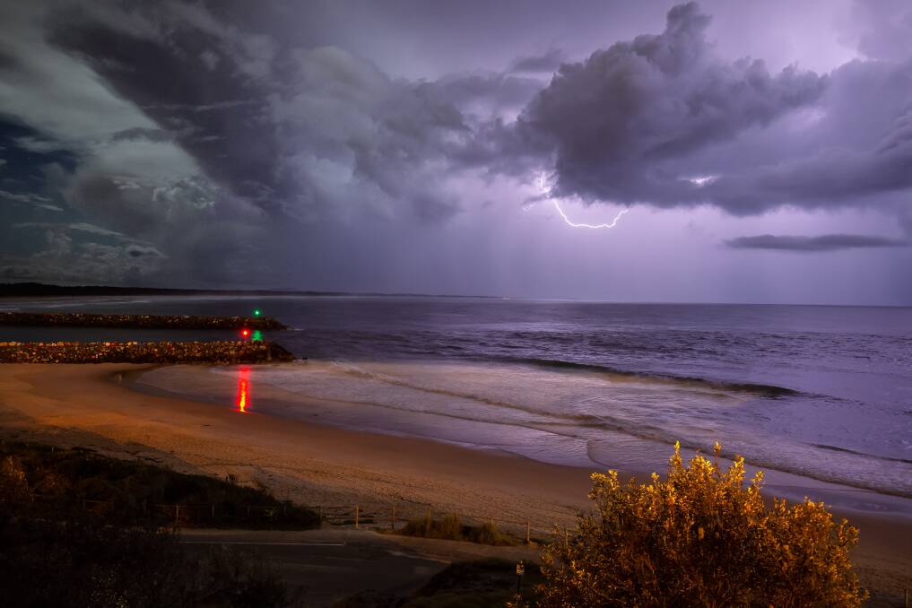 Riders on the storm: A coastal trough is forming off the Port Macquarie-Hastings coastline bringing thunderstorms and heavy showers for the next seven days. Photo: Ivan Sajko
