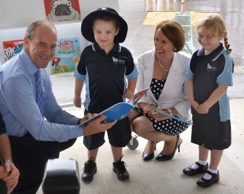 Budget boost: Lake Cathie Public School principal Jock Garvan with Port Macquarie MP Leslie Williams.