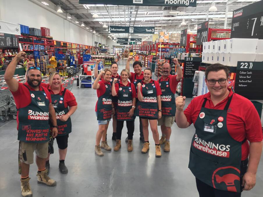 It's huge: Bunnings Warehouse complex manager Jacob Andriessen, right, with team members Phil Misso, Kat Hay, Jedda Crawford, Amber McAlister, Arkhea Mobbs, Rommel Ang, Tayler Kurtz and Tony Williams.