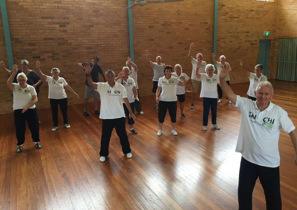 In tune: Darryl Darley leading the Wednesday Tai Chi class at Lake Cathie Community Hall.
