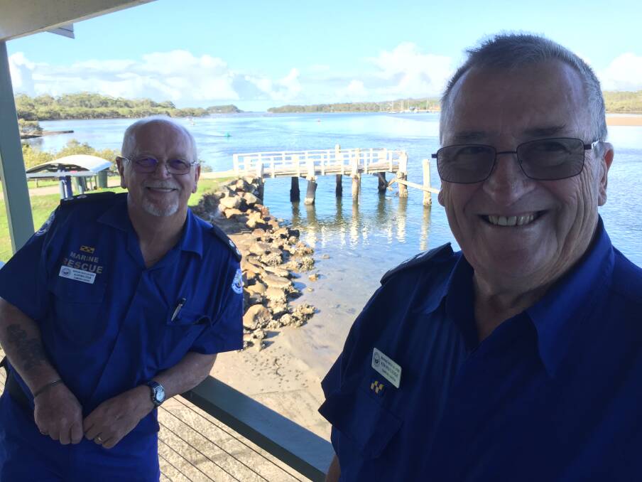 Be safe: Camden Haven Marine Rescue deputy unit commander Alan Malcolm and unit commander Ken Rutledge want our waterways users to enjoy their experience. Photo: Peter Daniels