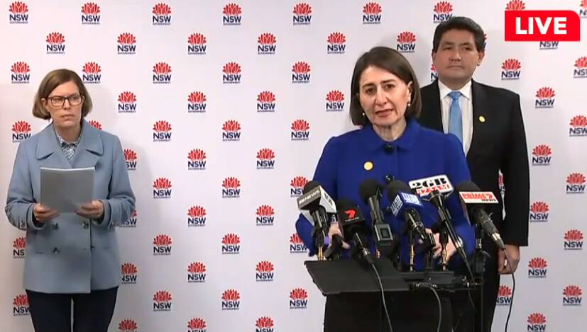 NSW Premier Gladys Berejiklian provides an update on COVID-19 and TAFE fee-free courses. Picture: Nine News