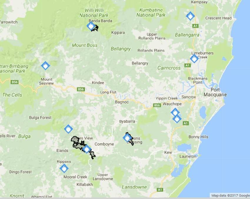 For the latest information go to www.rfs.nsw.gov.au/fire-information/fires-near-me or get the Fires Near Me app on your mobile phone.