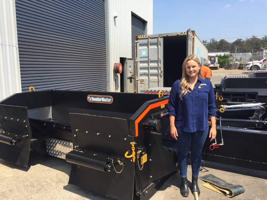 GOING TO THE USA: Ashleigh Pinson from Stabilcorp with some of the equipment being shipped to America. 
