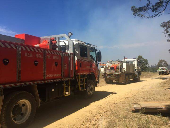 Sancrox Rural Fire Brigade are helping Forestry NSW firefighters with the blaze on Mount Cairncross.