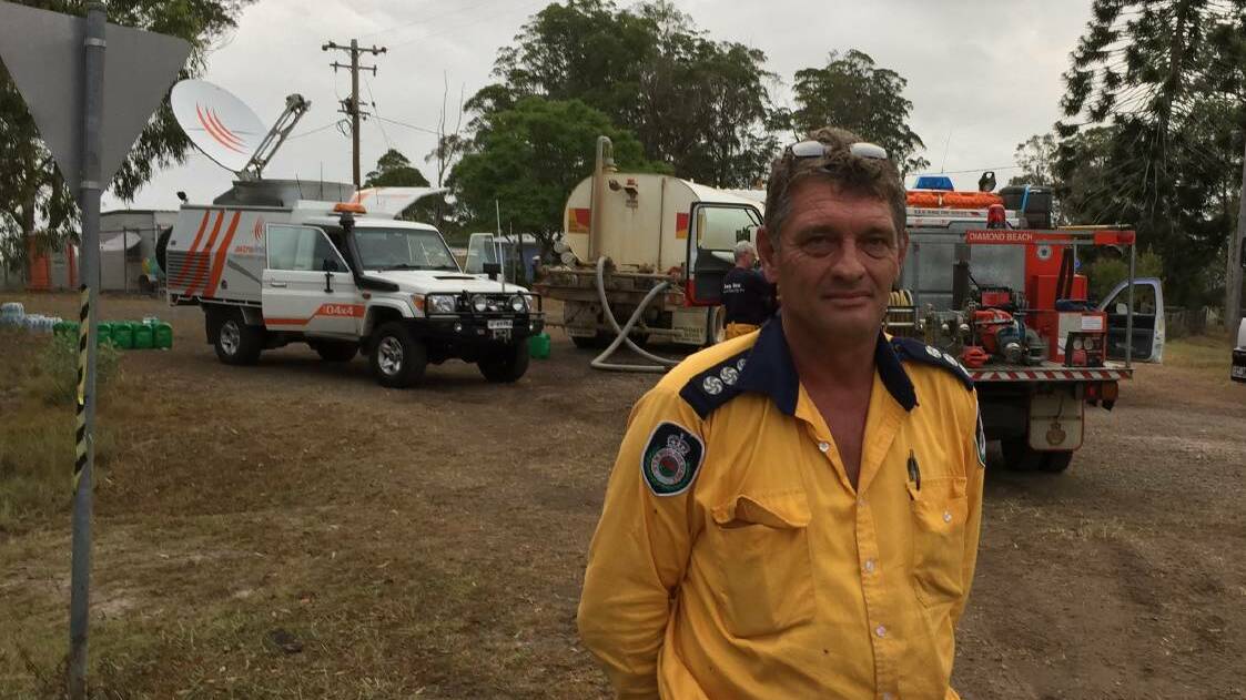 RFS Group officer Mal Yarnold was one of the firefighters who worked long hours through the night to protect people and property. Photo: Letitia Fitzpatrick.