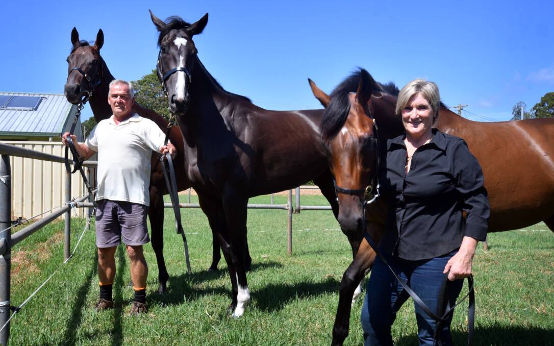 Three of the best: Portatorio, foreman Shane Conroy, Awesome Pluck and Victorem with trainer Jenny Graham.