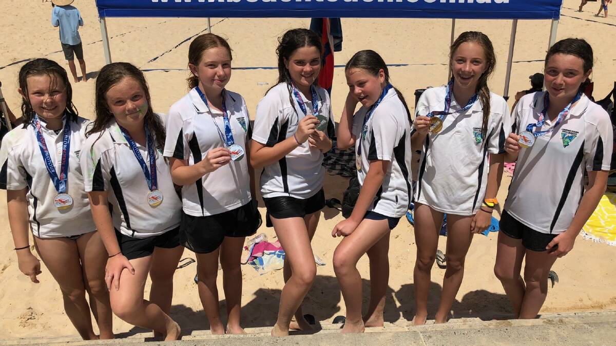 Winners: Camden Haven High School's Julia Cable, Piper Darcy, Phoebe Bell, Maddy Drewitt, Charli Hearne, Mia Bales and Bonnie Hughes. Pic: Supplied