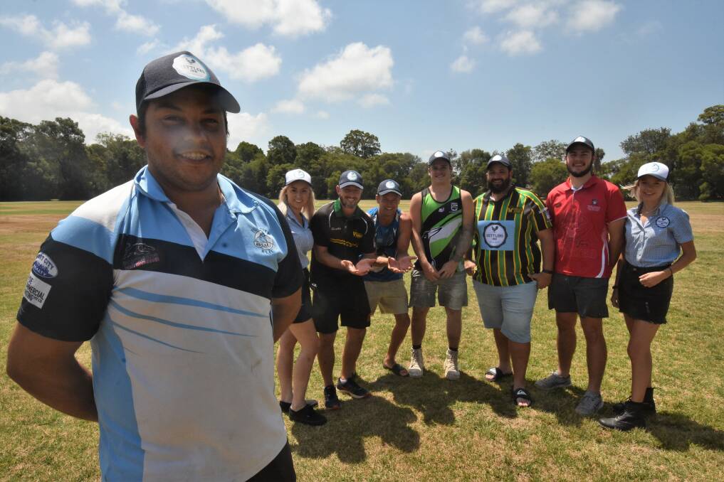 For a good cause: Adrian Daley, Lauryn Cosgrove, Adam McCormack, James Kelly, Fraser Carroll,  Mark Howard, Kaes Besseling and Zoe Archer ahead of the Charity Shield cricket day on Monday.
