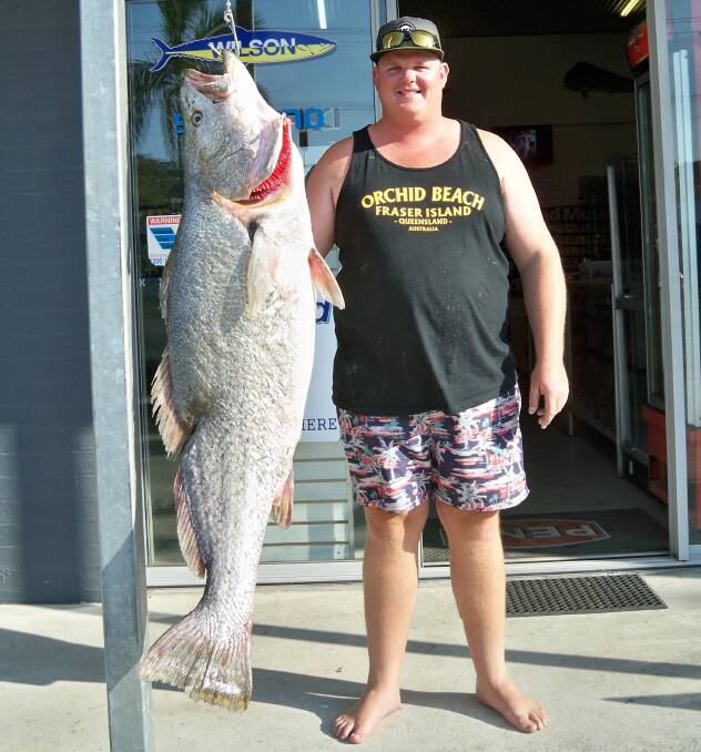 Big catch: Our Berkley Pic of the week is of Tom Evans, who recently scored a sensational 31.83 kilogram mulloway from Harrington using tailor for bait.