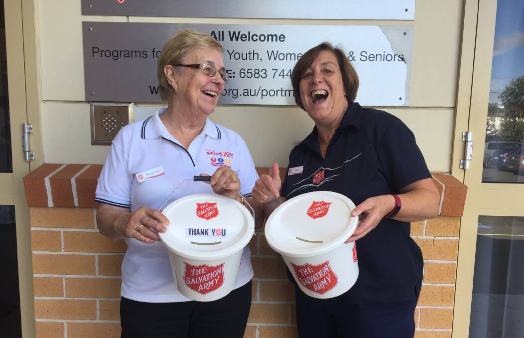 Volunteer Bronwen Bray and Corps Officer Heather Unicomb from the Salvation Army. 