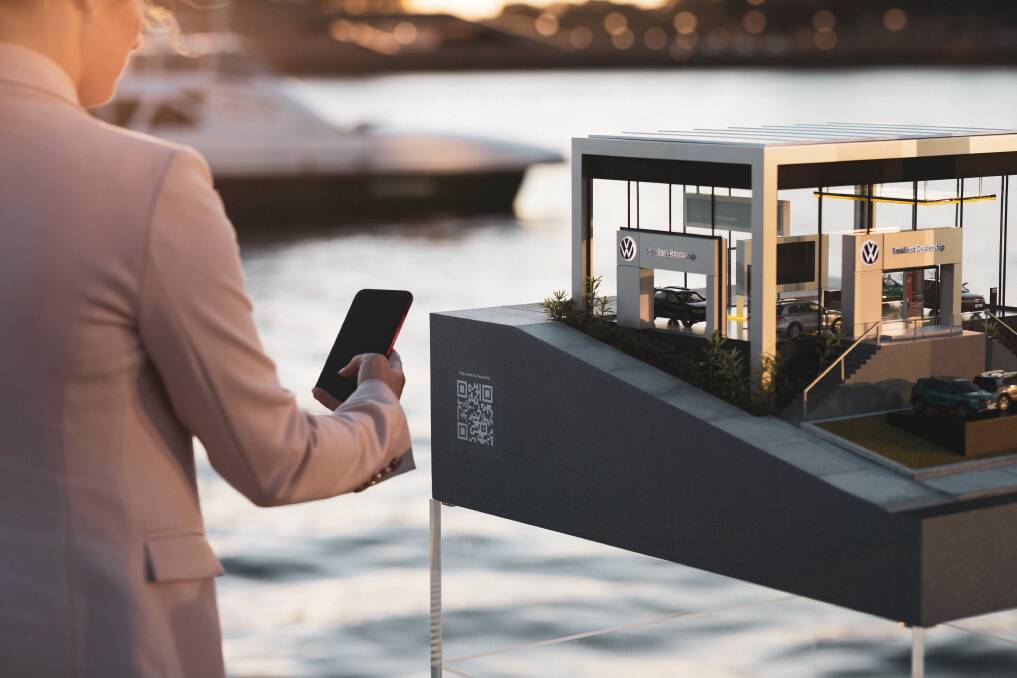 Tiny "dealership" promotes an augmented reality sales platform. Photo: Volkswagen Australia.