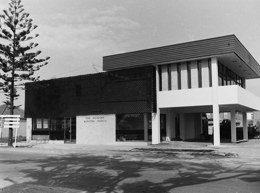 A bit flash: Municipal Council building, Hay Street, 1968. Photo: Supplied by Port Macquarie Museum
