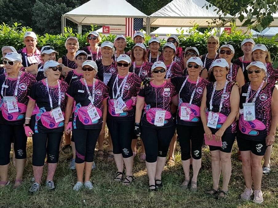 Winners: The combined dragonboat clubs of Port Macquarie and Camden Haven formed the Aussie Dragonflies for the gathering in Florence.
