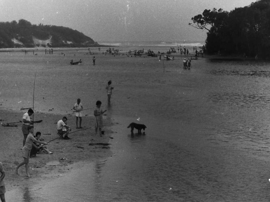 Recreation: Locals and tourists enjoy Lake Cathie circa 1967, where a holidaymaker sadly drowned in the nearby ocean waters in January 1969.