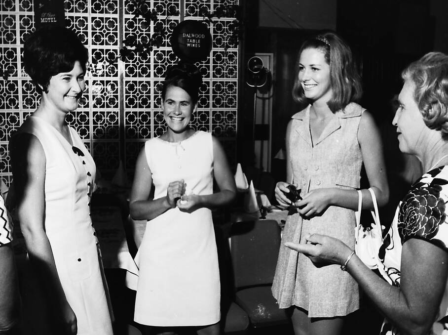 Rhonda Hollis, Robyn Hehir, Miss Australia Rhonda Iffland and Mrs Huxley, 1970.