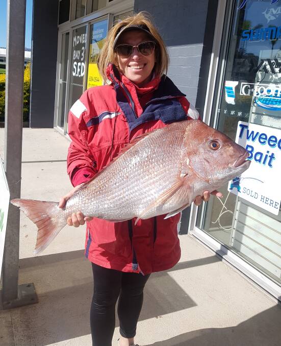 Tasty meal: Our Berkley pic of the week is Michelle Evans with this terrific snapper she recently caught off Port on a pilchard. Photo supplied